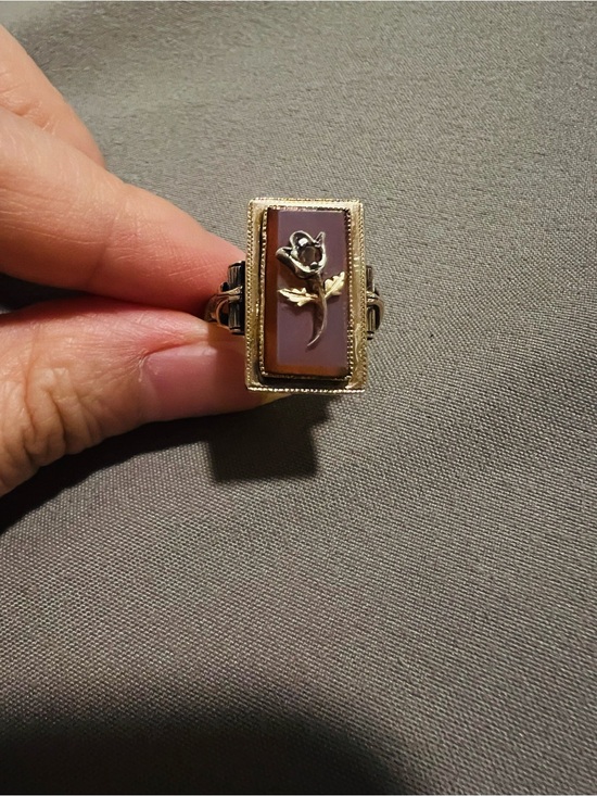 Jewelry - Victorian 14K Gold Carnelian & Diamond Rose Ring sz 5.25